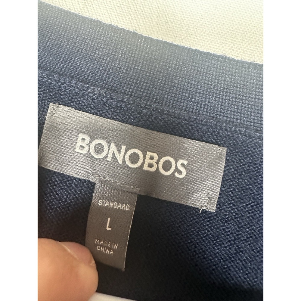 Bonobos Sweater Men Large Blue Washable Merino Wool Knit Cardigan Grandpa V Neck - Picture 5 of 9